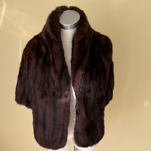 Vintage mink fur stole/ shrug with shawl collar